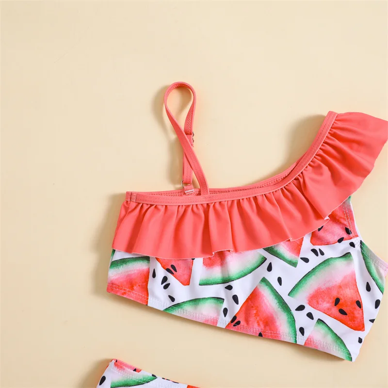 Girls Swimsuit Sets Summer Kids Watermelon Print Beach Two-Piece Bikini Outfits 2026 Children Pool Separate Swimwear Suits view 3