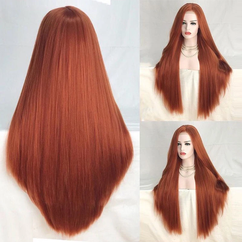 بيرناردو مستقيم الدانتيل شعر مستعار أمامي الشعر الاصطناعية غلويليس الزنجبيل الملونة الباروكات مع شعر الطفل ألياف مقاومة للحرارة الدانتيل الباروكة