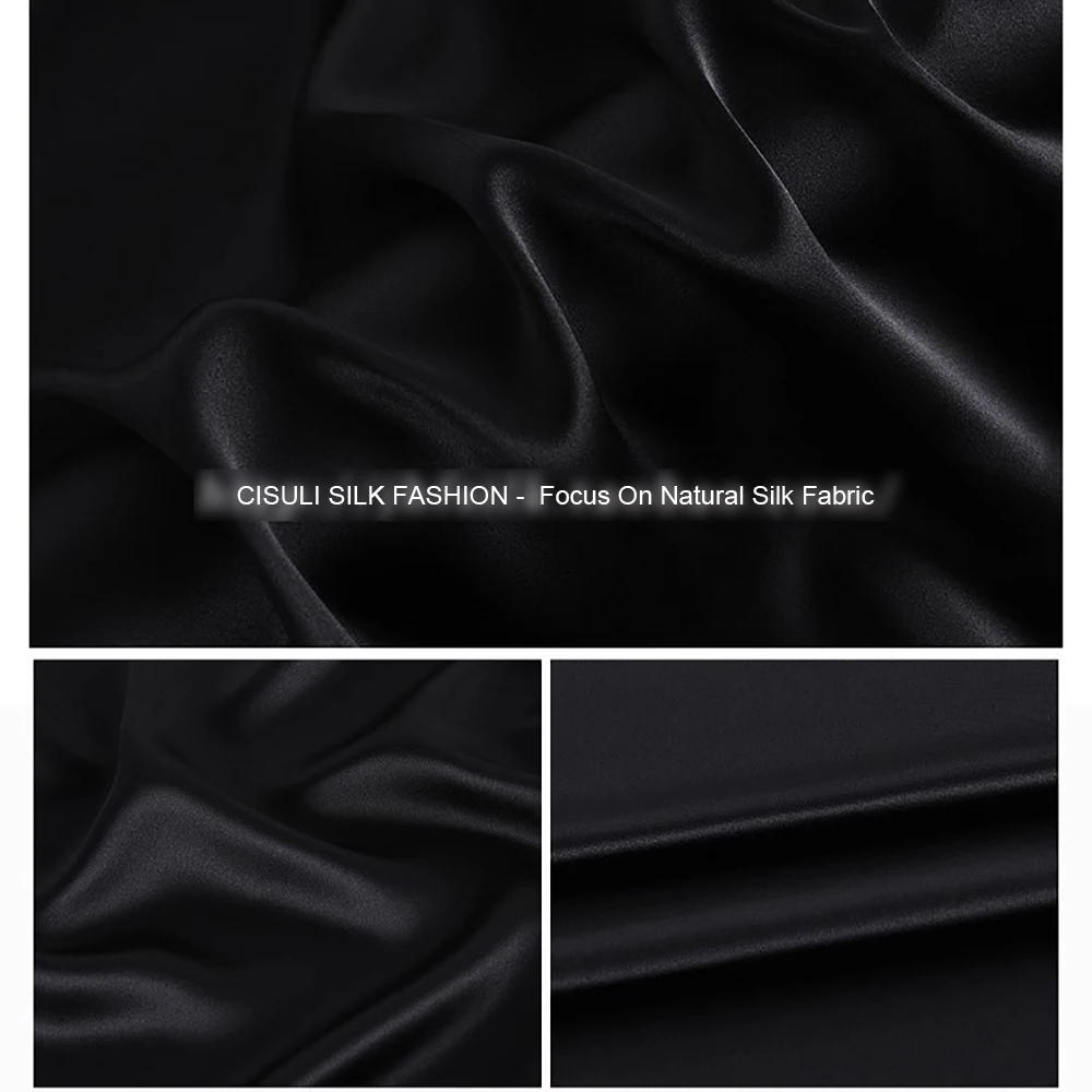 100% Pure Heavy Silk Satin Fabric 40momme Width 140cm Suits / Party Dresses Cloth Sewing Material Solid Color 24J11 Black