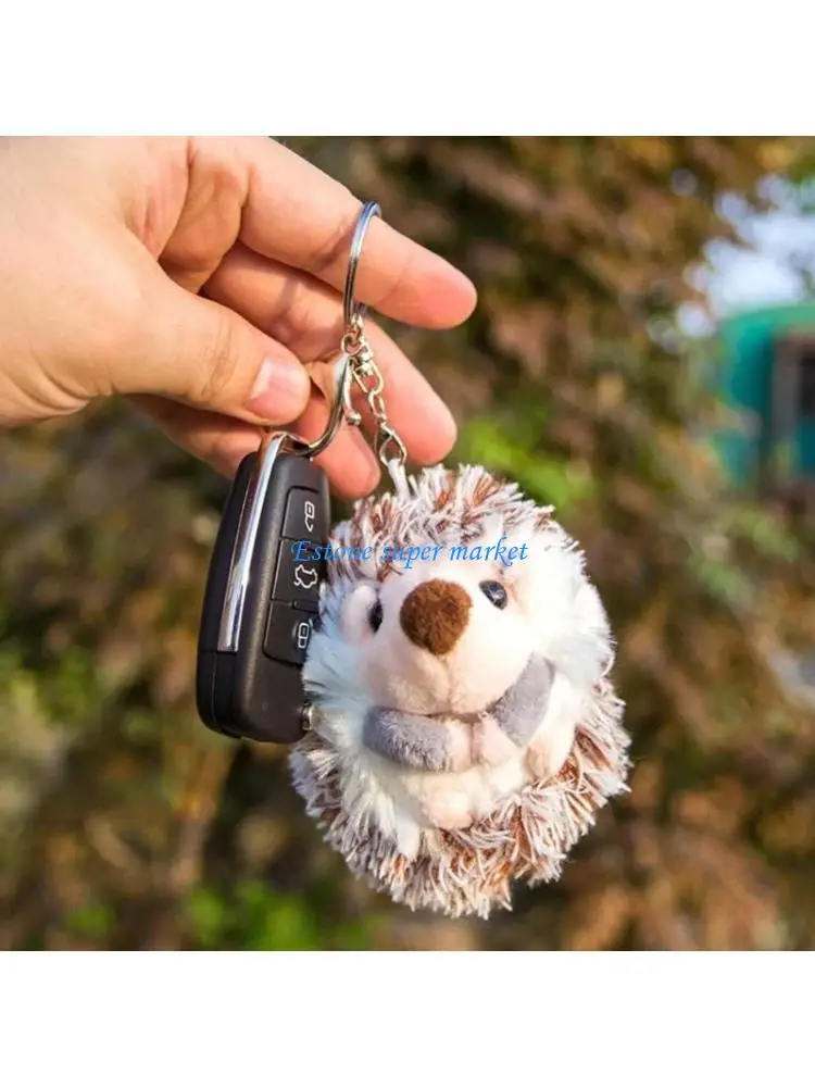 090B Hedgehog Keychain For Backpack Plush Keyring for Key Holder Plush Keychain Car Pendant Toy Chain Toy
