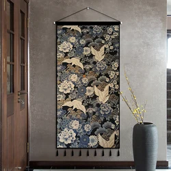 China Japan Korea Thai Style Crane Painting Wall Decoration Tapestry Hanging Painting Corridor Living Room Study Hanging Flag