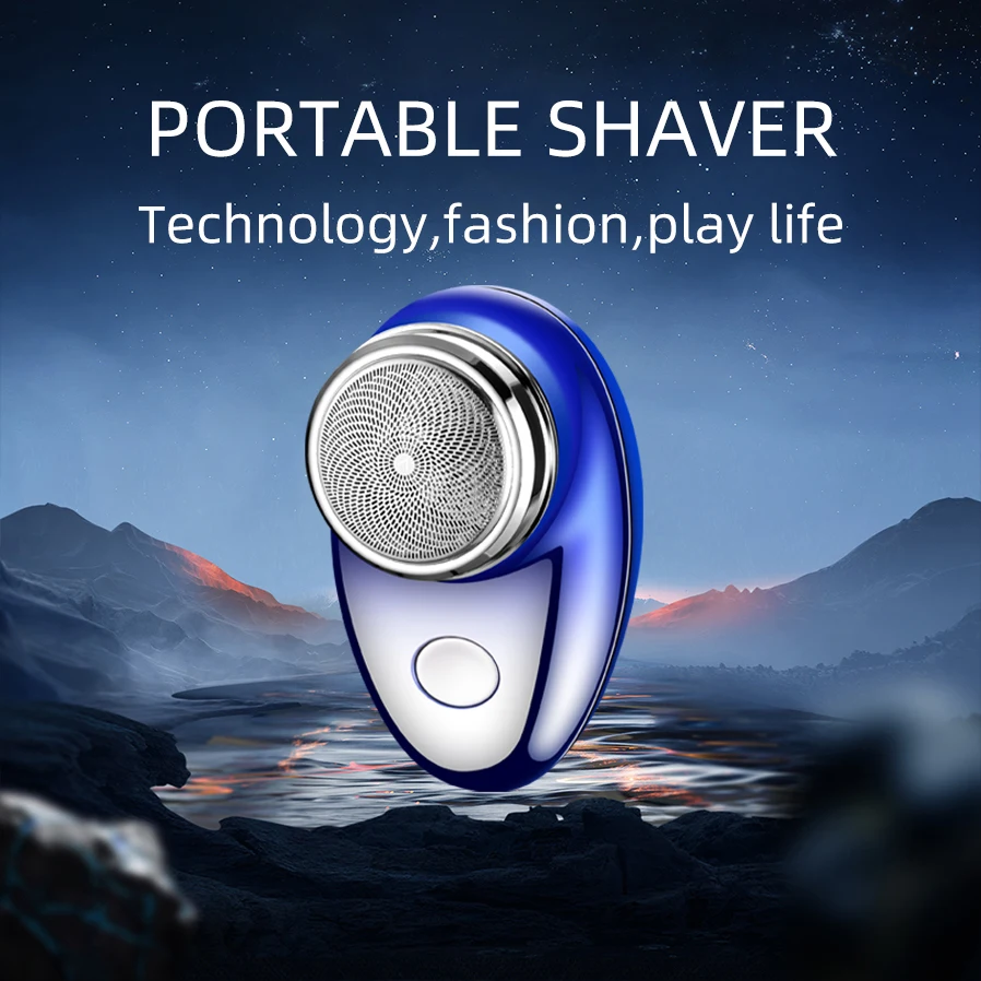 Small mini electric shaver, efficient shaving, dual ring blade mesh, detachable blade head, easy to clean, high-speed charging,