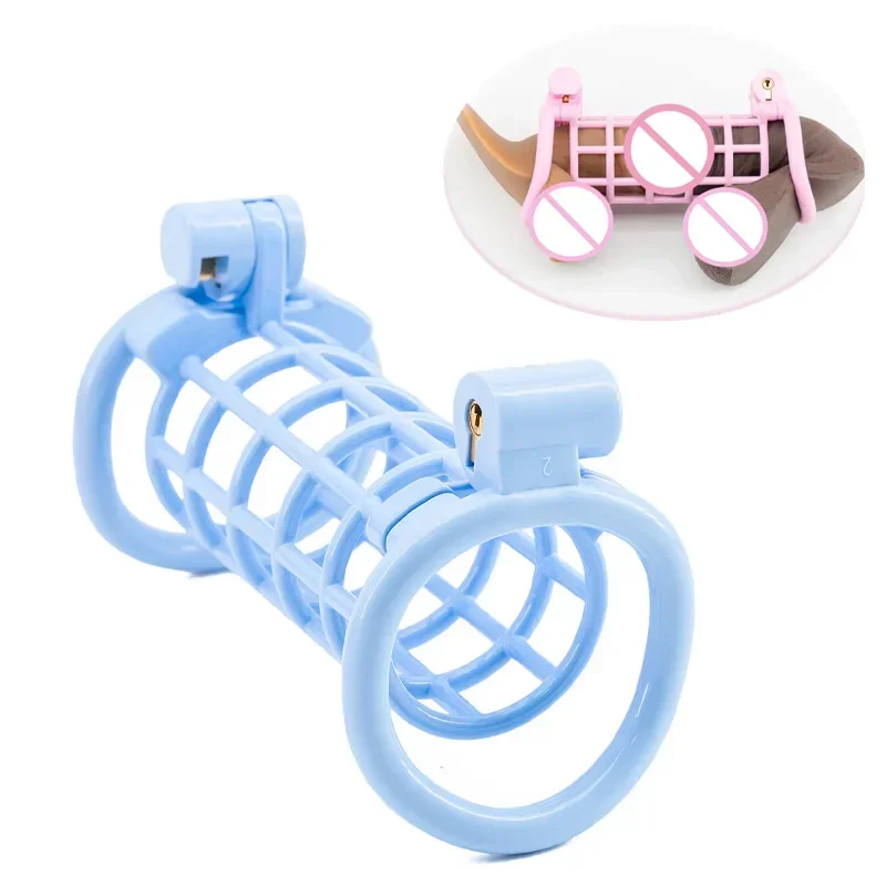 BDSM Gay Double-headed Chastity Cage Abstinence Bondage 정조대 Sissy Cock Cage with 8 Size Penis Rings Cheat Proof Sex Toys for Men