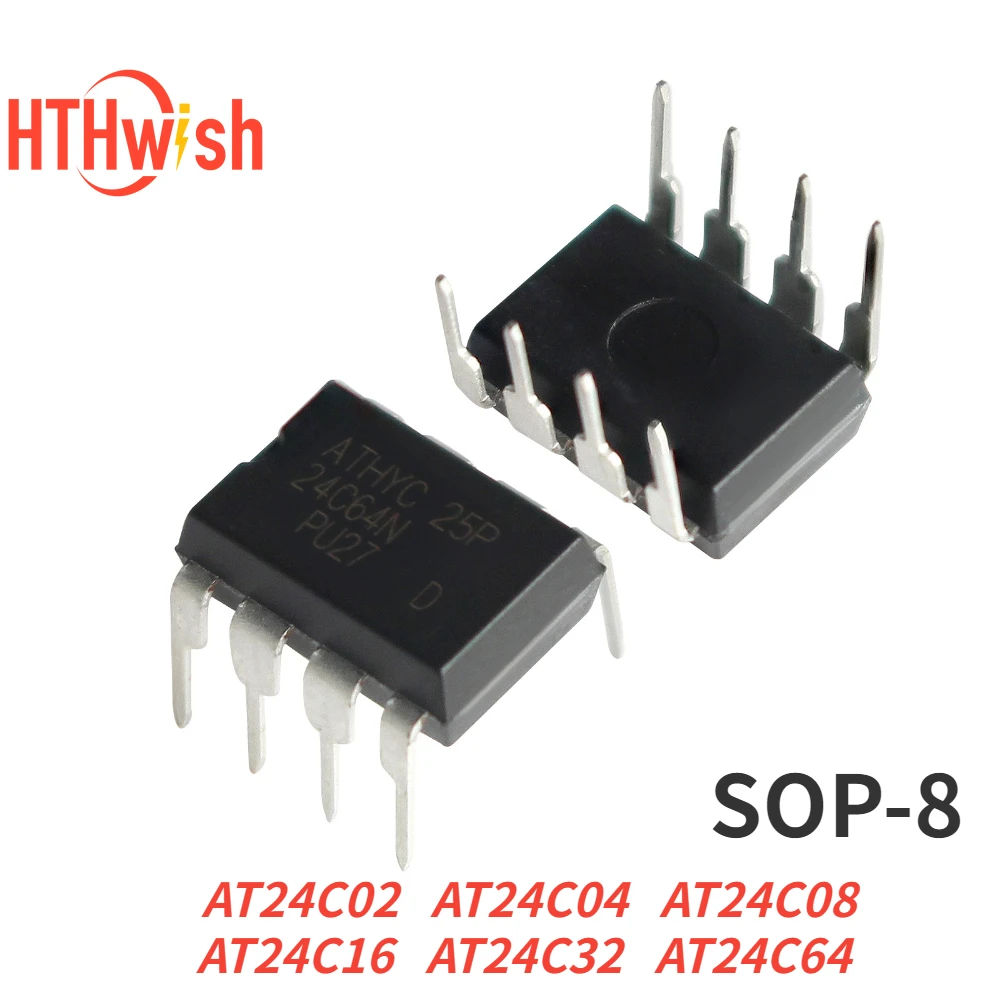 10PCS Integrated Circuits AT24C02 AT24C04 AT24C08 AT24C16 AT24C32 AT24C64 SOP-8 Electronic Components