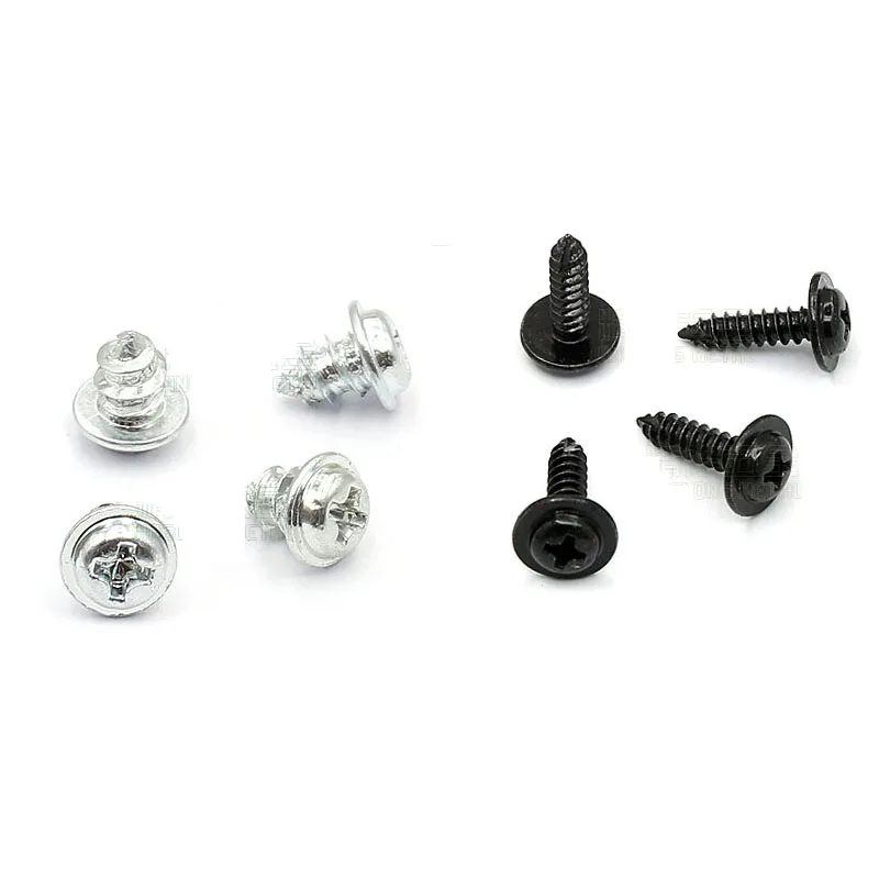 

100Pcs M4 M4.2 M4.5 Black/White Zinc Cross Phillips Round Button Head With Washer Bolt Self-tapping Screw L=6/16/35mm