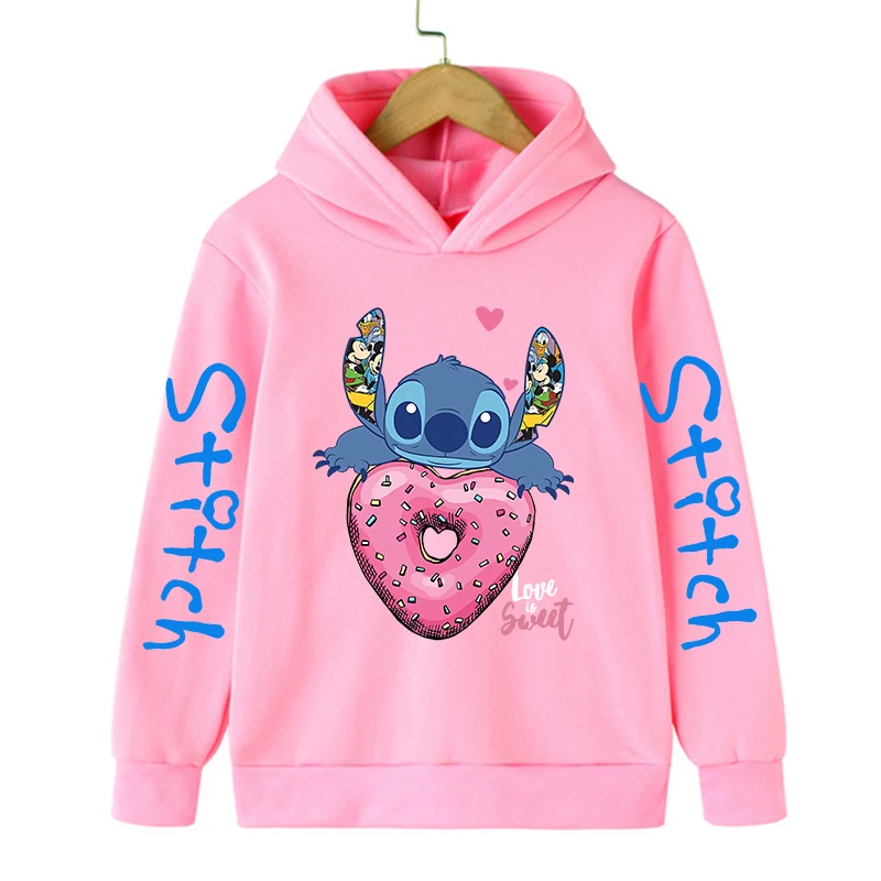 Moda New Stitch felpa con cappuccio bambini vestiti del fumetto Kid Girl Boy Lilo and Stitch felpa Manga Hoody Baby Casual Top