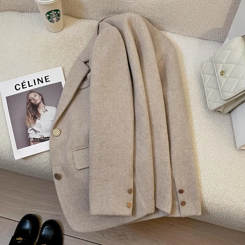 2026 عالية الجودة الصوفية البدلة سترة المرأة الجديدة الخريف الشتاء السترة معطف الإناث مزاجه مكتب كل مباراة بدلة نسائية القمم