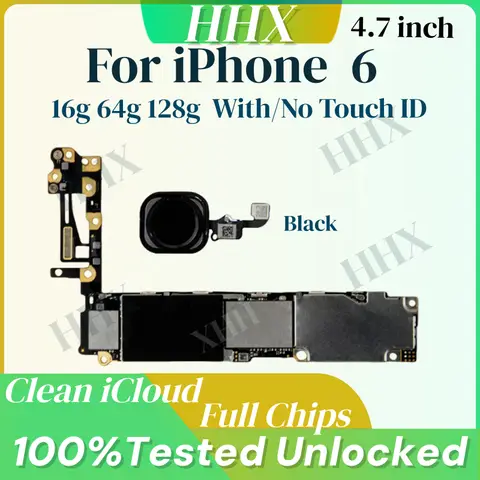 For iPhone 6 Motherboard 100% Working Plate Support OS System Update Mainboard OK Main Logic Board With/No Touch ID Clean ICloud