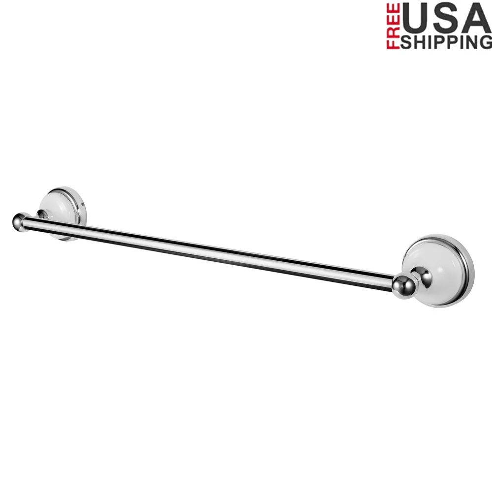

24 Inch Bathroom Towel Bar Polished Chrome White Dual Tone Wall Mounted Rust Resistant Heavy Duty Steel Zinc Easy Installation