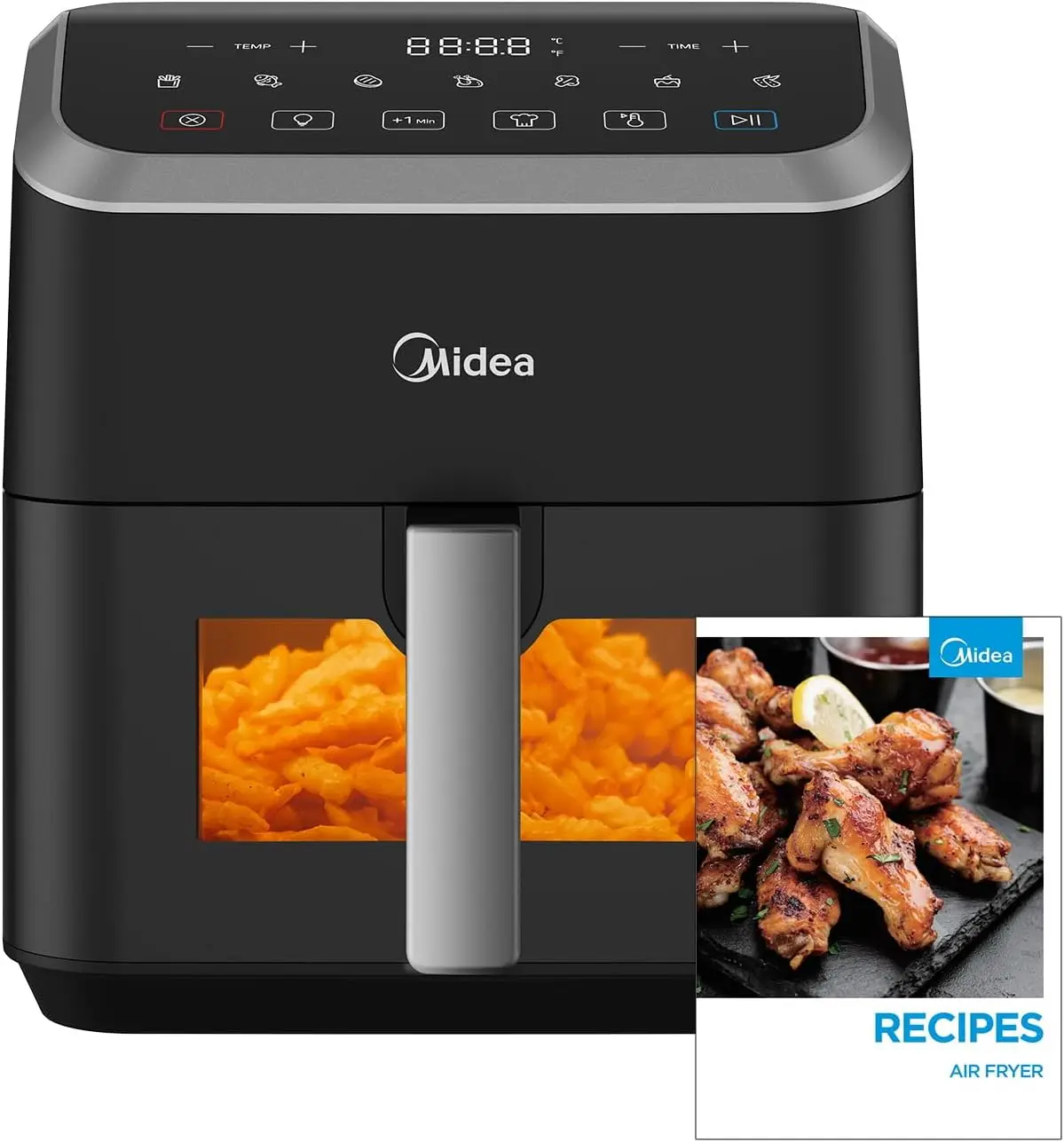 Midea Hot Air Fryer, 5L Capacity, HeatXpress Technology, 90% Less Oil, Energy and Time Saving with 7 Presets, Easy-View Window &