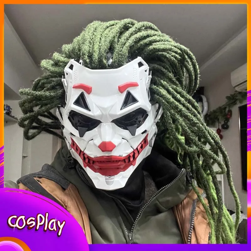 Cyber Punk Joker Mask With Braids Cosplay Custom High-Quality Halloween Comic-Con Carnival Party Performance Coser Prop Gift