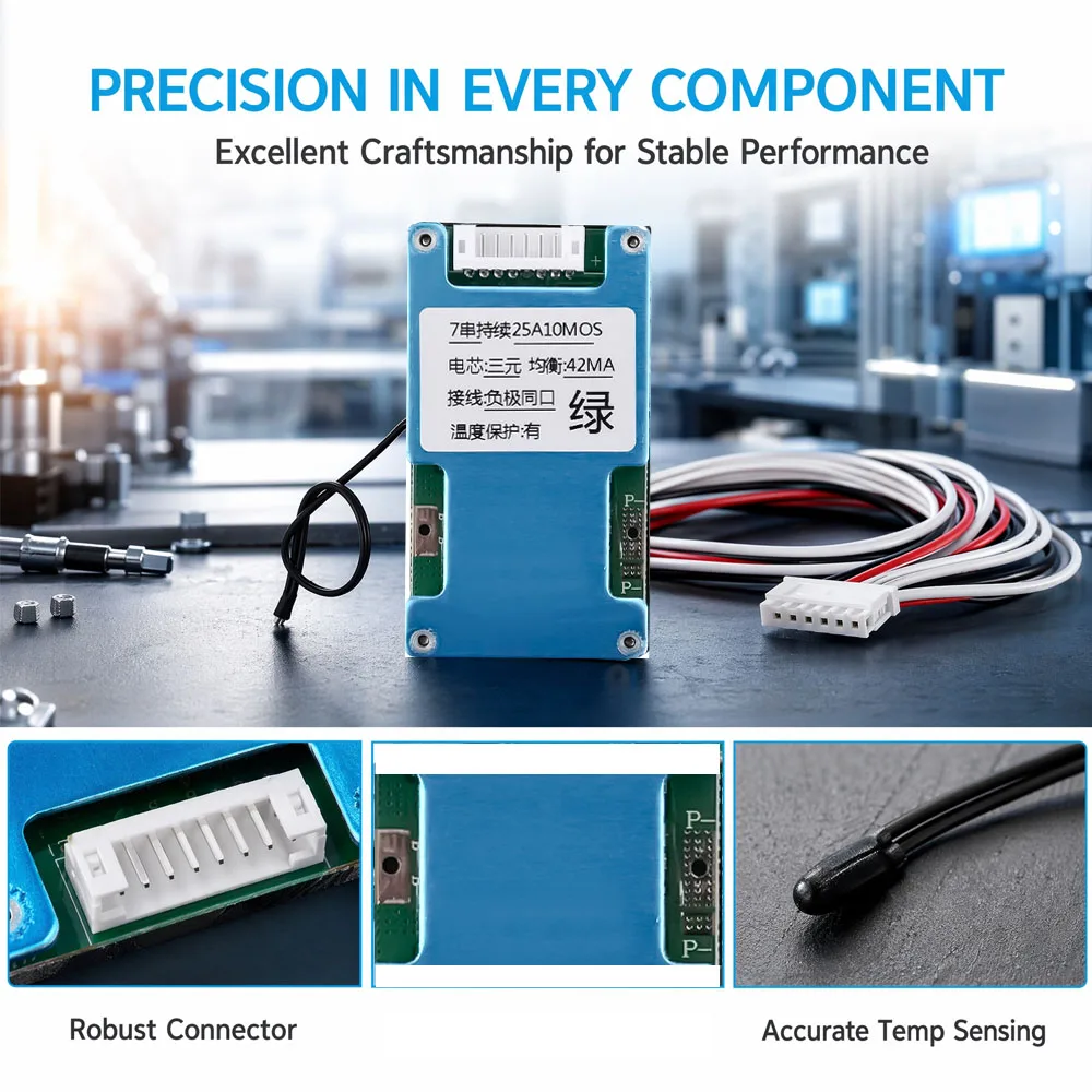 BMS 7S 24V 15A 20A 25A Li-ion Lmo Ternary Lithium 18650 Battery Charge Protection Board Balance And NTC Temperature Protect