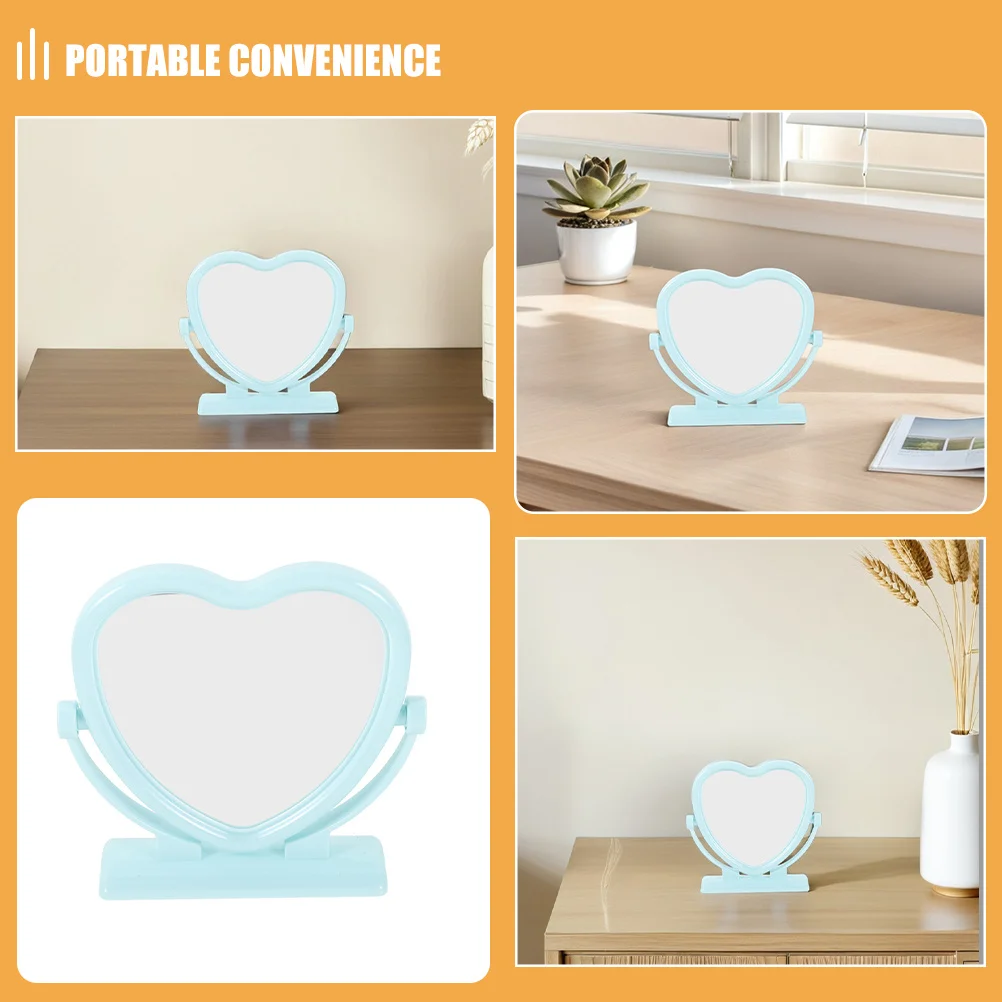 2 Stück doppelseitiger herzförmiger Make-up-Spiegel, eleganter tragbarer Kosmetik-Desktop-Spiegel für Schreibtisch-Arbeitsplatte