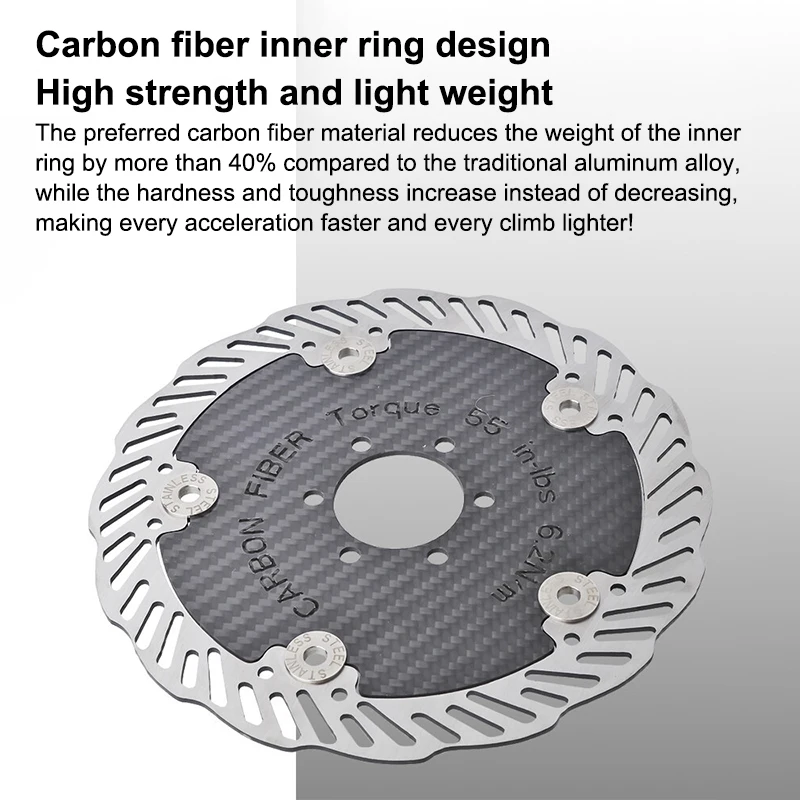 

Hot Sale 1Pc 140/160mm Carbon Fiber Brake Disc High-strength Lightweight Design Road Bike Replacement Parts Cycling Accessor 1PC