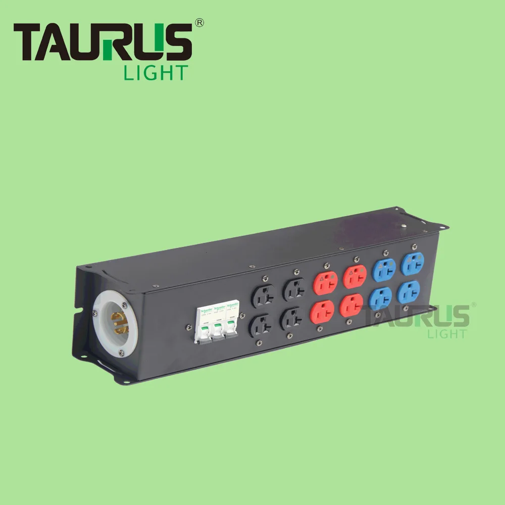 Professional Factory 6 Way NEMA5-20A Edison Duplex Output Power Distribution Box L21-30 Twistlock Input Power Rack for Stage