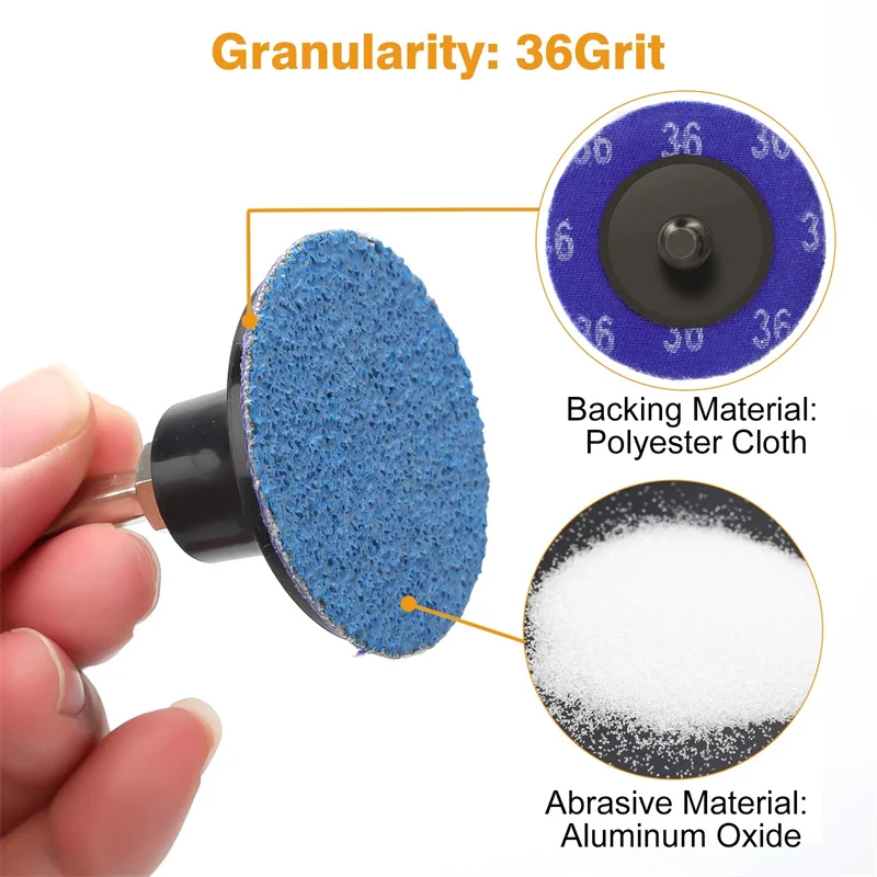 

50Pcs 2 Inch Roll Lock Quick Change Discs Set Anding Discs With 1/4" Holder For Die Grinder Surface Prep Strip Grind Polish Fini