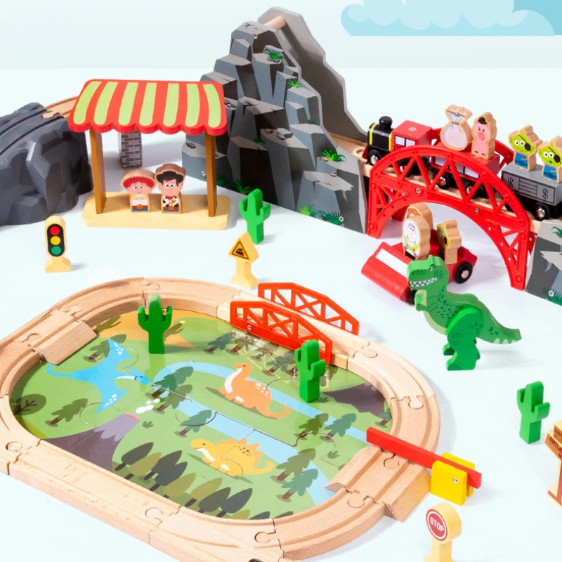 Jouet pour enfants Puzzle bricolage bois Mine Rail voiture Kit Diorama blocs de construction constructeur Montessori jeux de société jouets interactifs cadeau