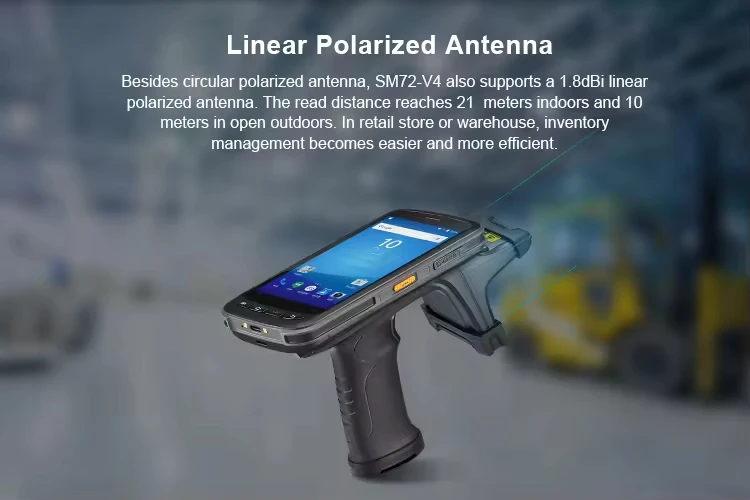 SM72 المحمولة أندرويد 11 قارئ علامات RFID الكاتب الماسح الضوئي RFID لإدارة الأصول طويلة المدى Uhf Rfid قارئ محمول #4