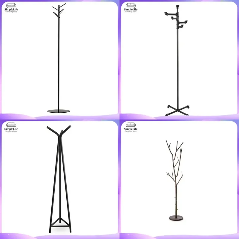Modern Metal Coat Rack Large Entrance Hall Tree with Hooks for Jackets Hats Bags Robes Free Standing Coat Hanger Stand