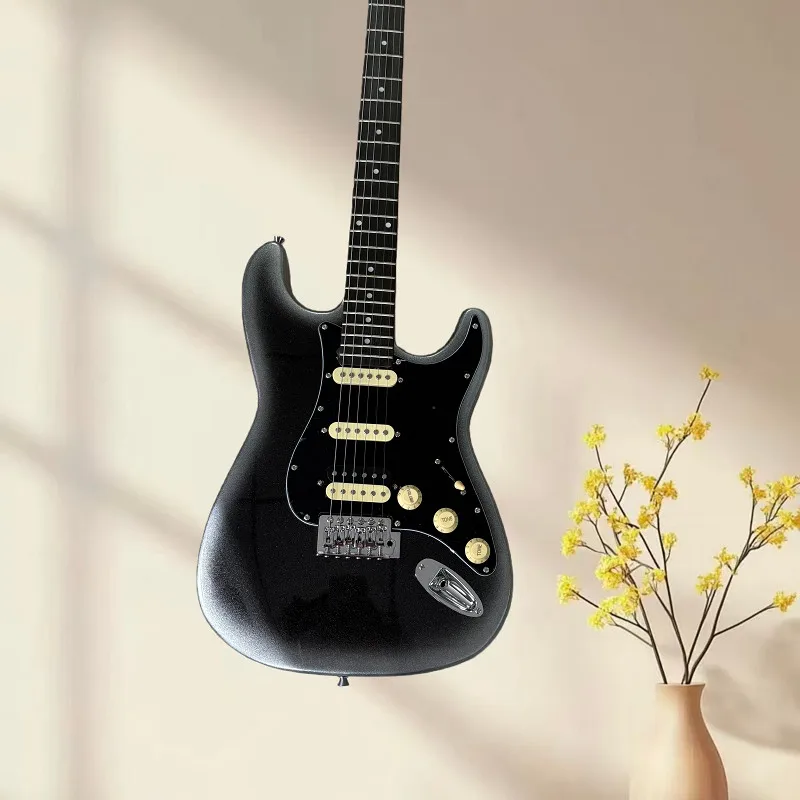 2025 Custom Black -Silver Powder Style Guitar Maple Neck HSS Pickups