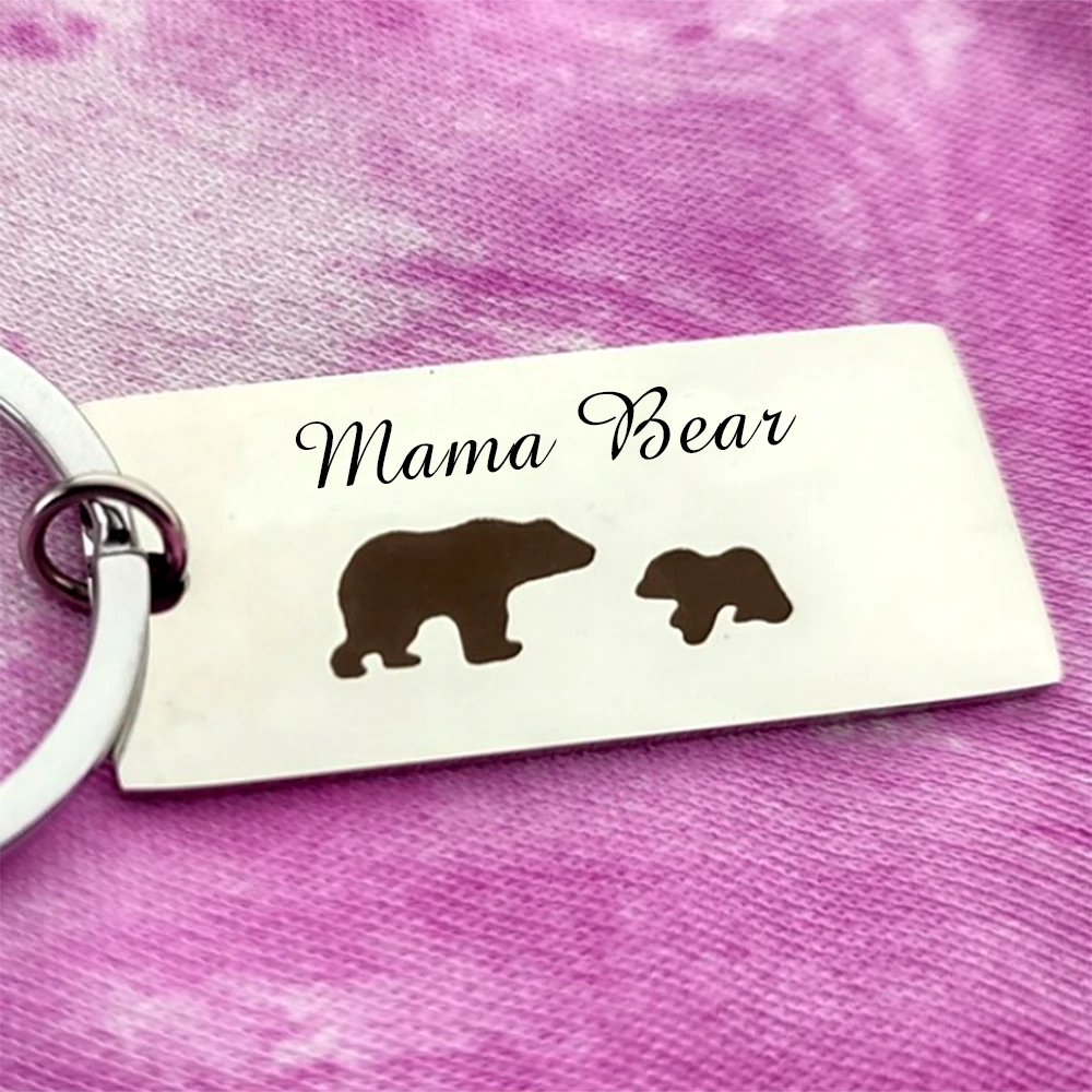 Mother Bear And Bear Kids Keychain, Personalized Fashion And Simple, Custom Content Keychain, Gift For Friends