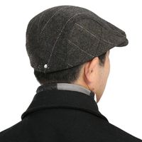 Newsboy Cap Spring and Autumn Middle-Aged Woolen Cloth British Classic Elderly Beret Cap Men Hat Dad Visor
