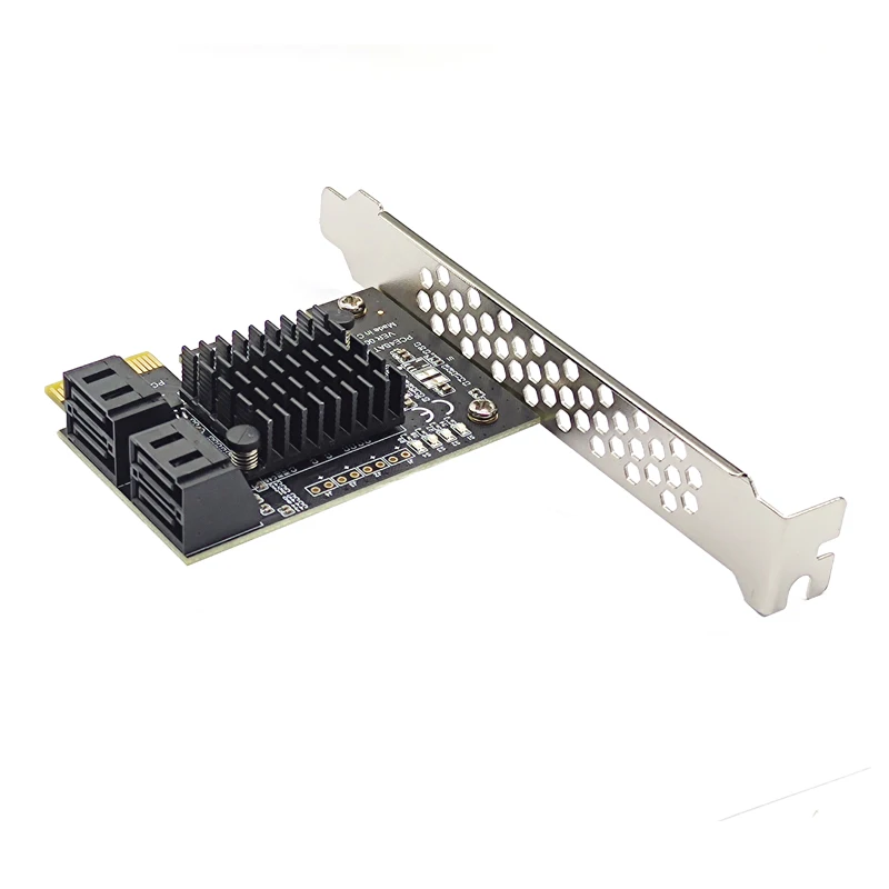 NEW Hard Disk Drive SSD Adapter Card Converter Riser Card PCI Express X1 Gen3 to 4 Port SATA3.0 6Gb with Heatsink Expansion Card