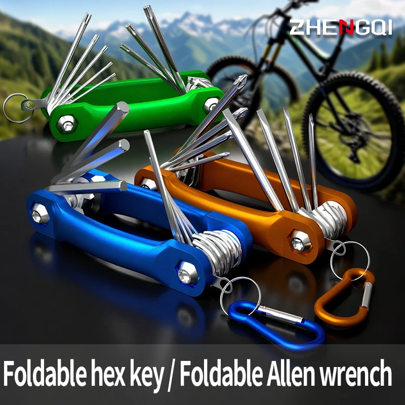 Chiave esagonale pieghevole 8 in 1 Chiave pieghevole multifunzionale in materiale cromo vanadio per set di utensili manuali portatili per ciclismo/lavoro