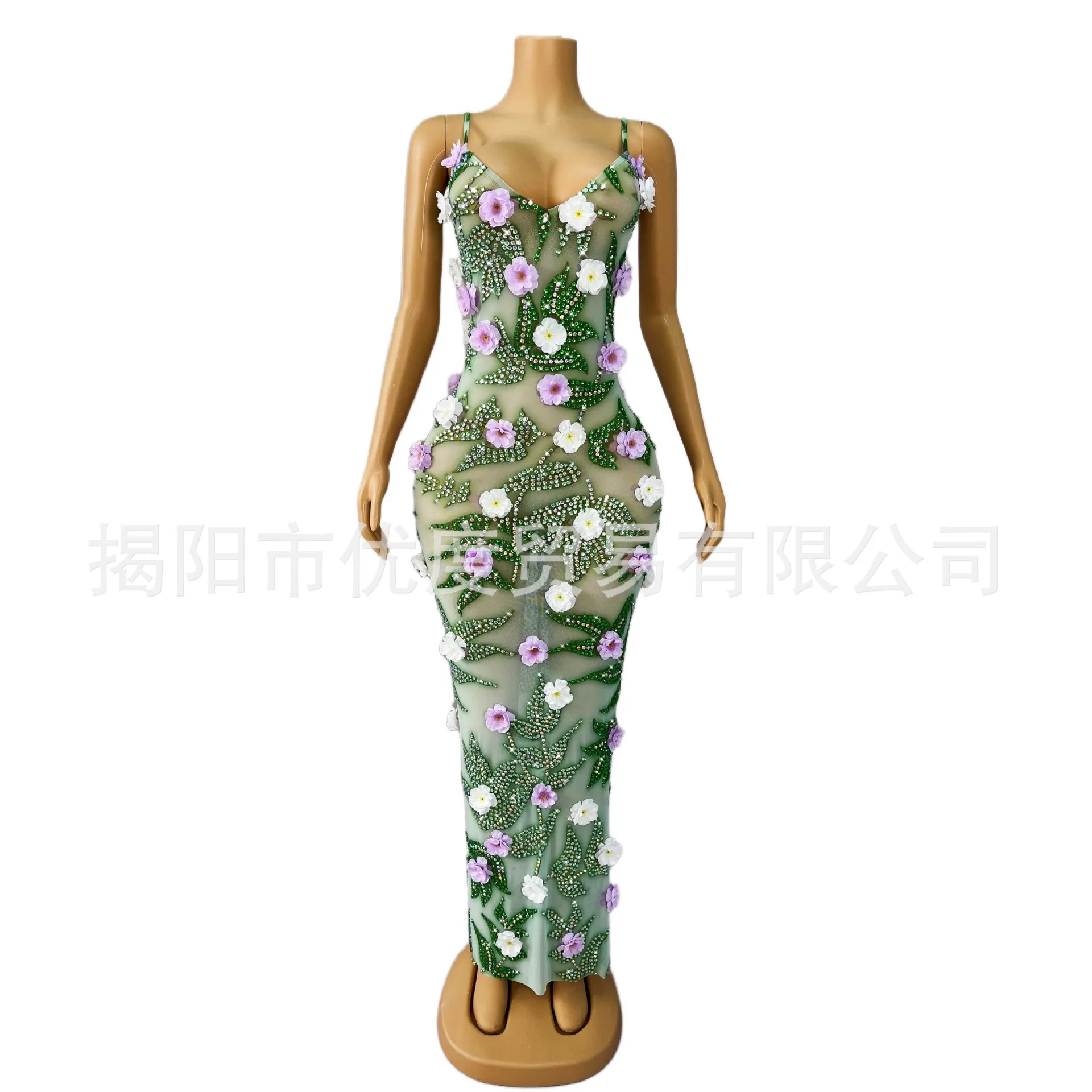 

Изысканное вечернее платье с цветочным узором и стразами, прозрачное, на бретельках, для коктейльных вечеринок и выступлений, Vestidos De Fiesta De Lujo