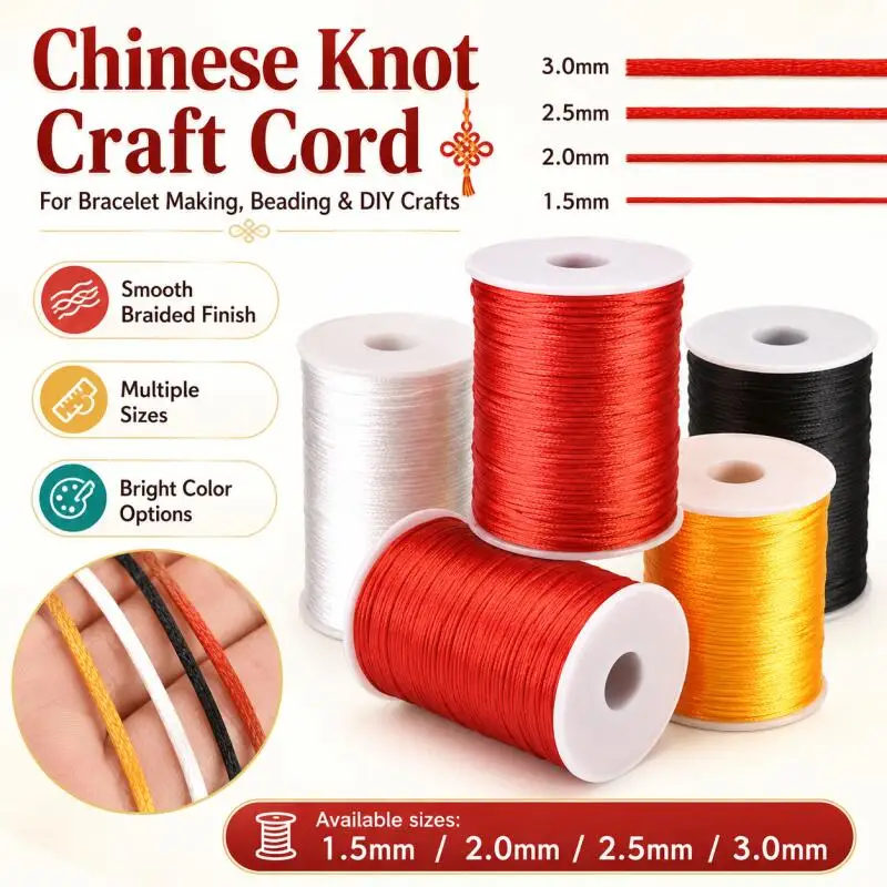 1~3 Rollen Satin-Rattail-Kordel 1,5/2/2,5/3mm für Chinesische Knoten, Makramee-Schmuckherstellung, Zierbänder, Weiches Band – Detail 1