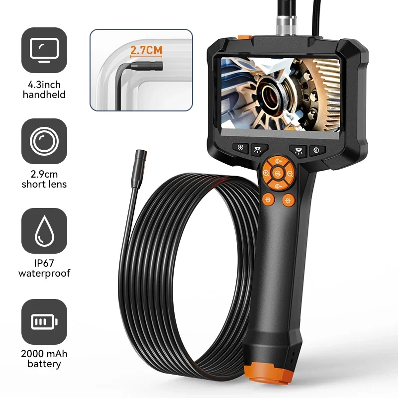 

New HD1080p Endoscope Camera 4.3inch 8mm Single/Dual Lens IP67 Waterproof Car Inspection Borescope Industrial Endoscope Camera