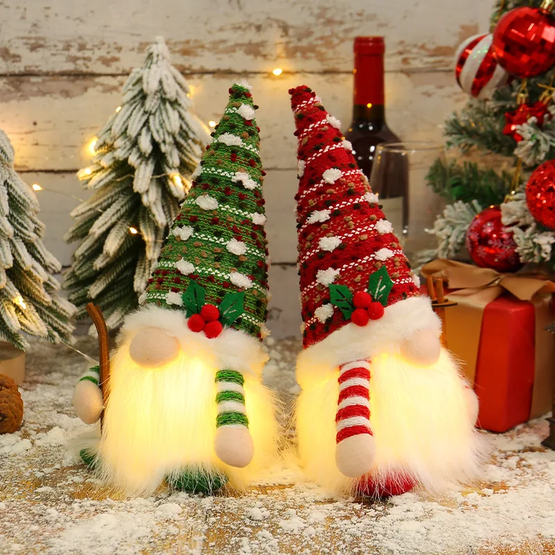 Christmas Glowing Sleigh Doll Toy Christmas Faceless Doll Long Beard Rudolph Christmas Ornament