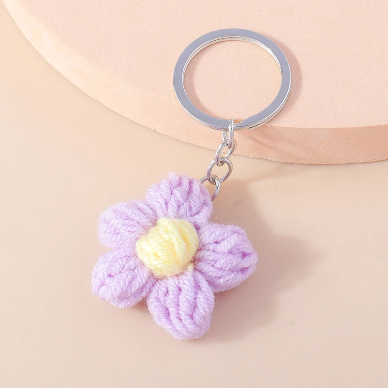 Aihua Heiße Neue Handgemachte Gestrickte Schlüsselbund Schlüsselring Für Frauen Mädchen Nette Gehäkelte Blume Anhänger Auto Schlüssel Ring Handtasche Charme Geschenke – Detail 16