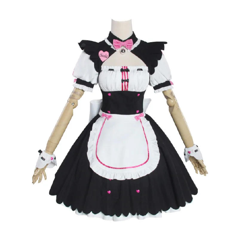 Color Cosplayer Anime Lolita Dress Maid Cosplay Costume Nekopara Lovely Game Anime Suits Women Bow Tie Maid Uniform Black