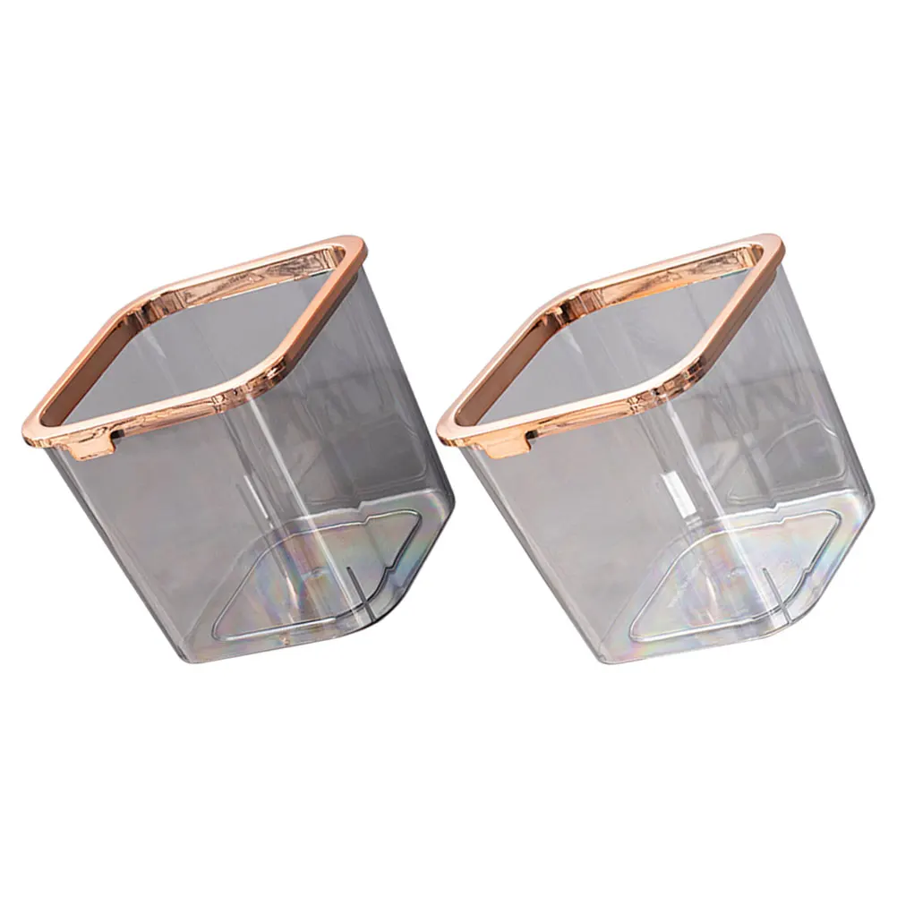 

2pcs Light Luxury Trash Can Transparent Pet Material Strong Load-Bearing Capacity For Kitchen Bathroom Office Bedroom Dorm Clear