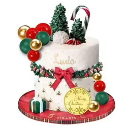 25 PCS Merry Christmas Cupcake Topper Colorful Pearl Ball Cake Picks for DIY Cake Insert Decorations Winter Xmas Birthday Party