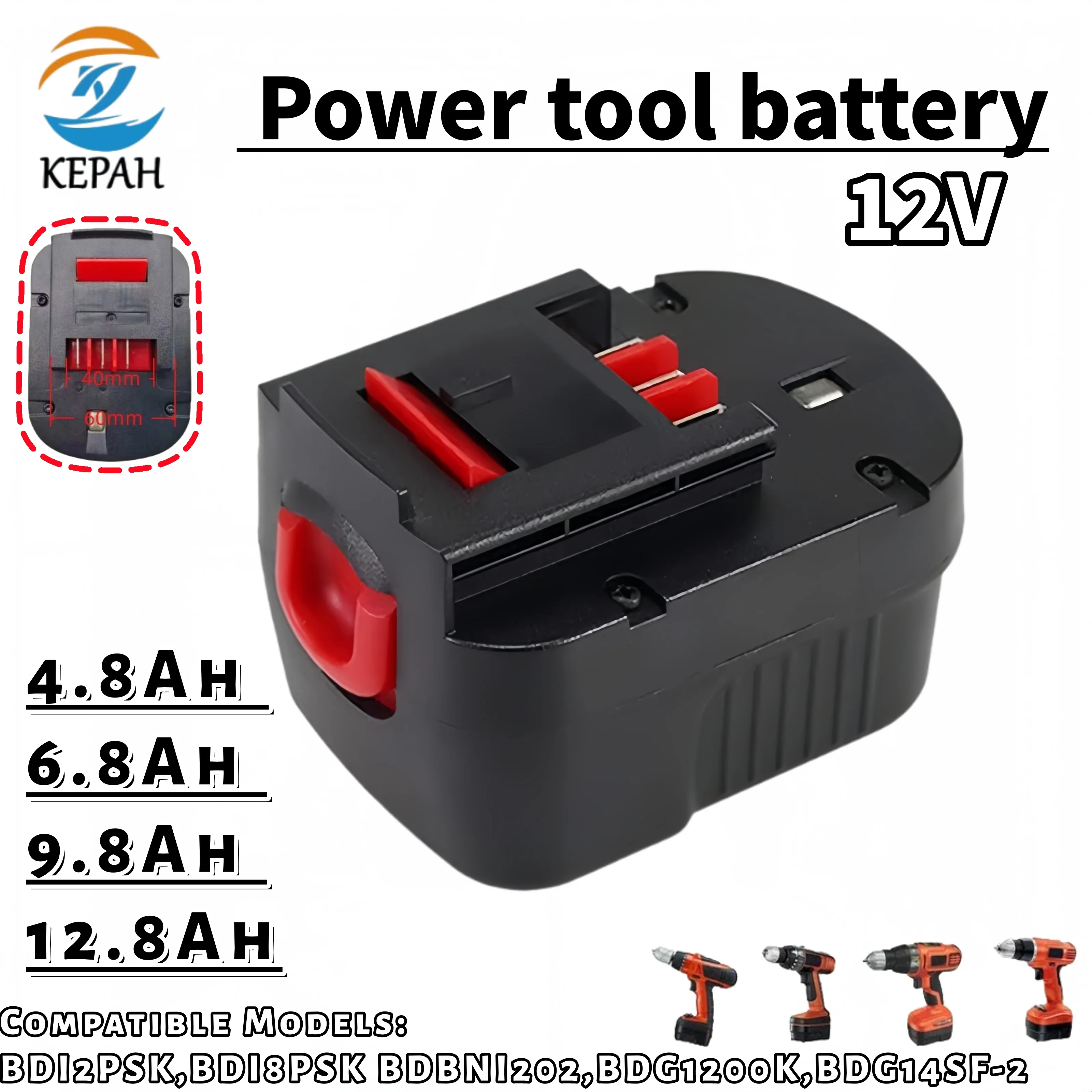 

Ni-MH Power Tools Battery ,12V 4800/6800/9800/12800mAh,Compatible Models:BDBN1202, BDG1200K, BDG14SF-2 BD12PSK, BD18PSK