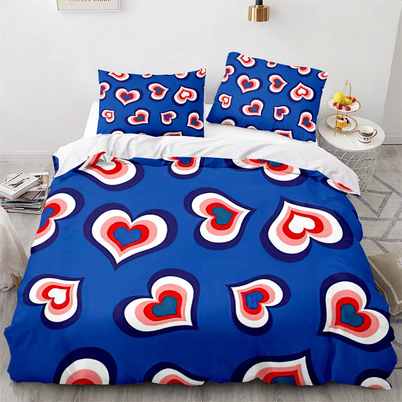 

Love Heart Duvet Cover Romantic Theme Bedding Set Microfiber Cartoon Comforter Cover Full King Queen For Girls Teen Adult Gifts