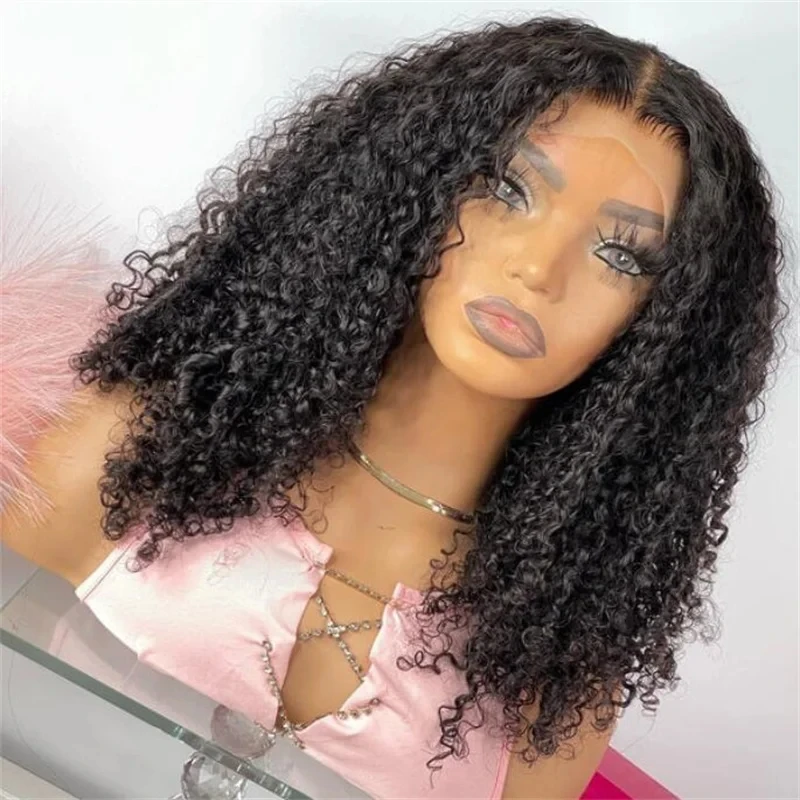 Natural Black 180Density Long Soft 24'' Lase Front Wig For Black  Women Baby Hair Heat Resistant Giueiess Preplucked Daily Wig