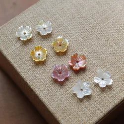 5pcs / Bag Natural Shell 8mm Carved Bauhinia Bowl Flower Loose Beads Ladies Jewelry Making DIY Hair Clip Earrings Accessories
