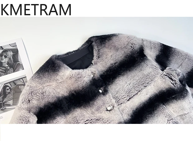 天然レックスラビットファーコート レディース 高級チンチラプリント ショート丈 本物の毛皮コート 女性用 高品質 冬服 2025 шуба