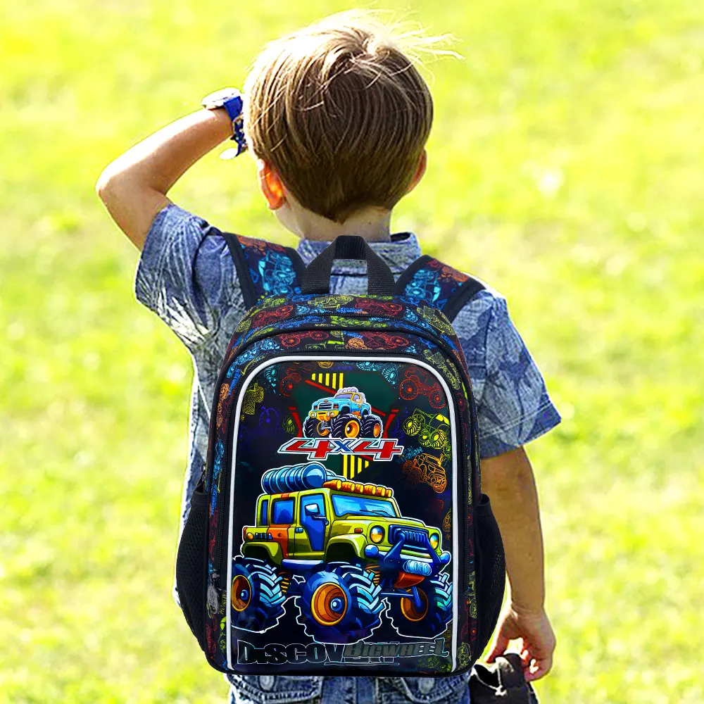 Toddler Backpack for Boys, 13" Car Kids Bookbag, Cute Animal Preschool Kindergarten Schoolbag