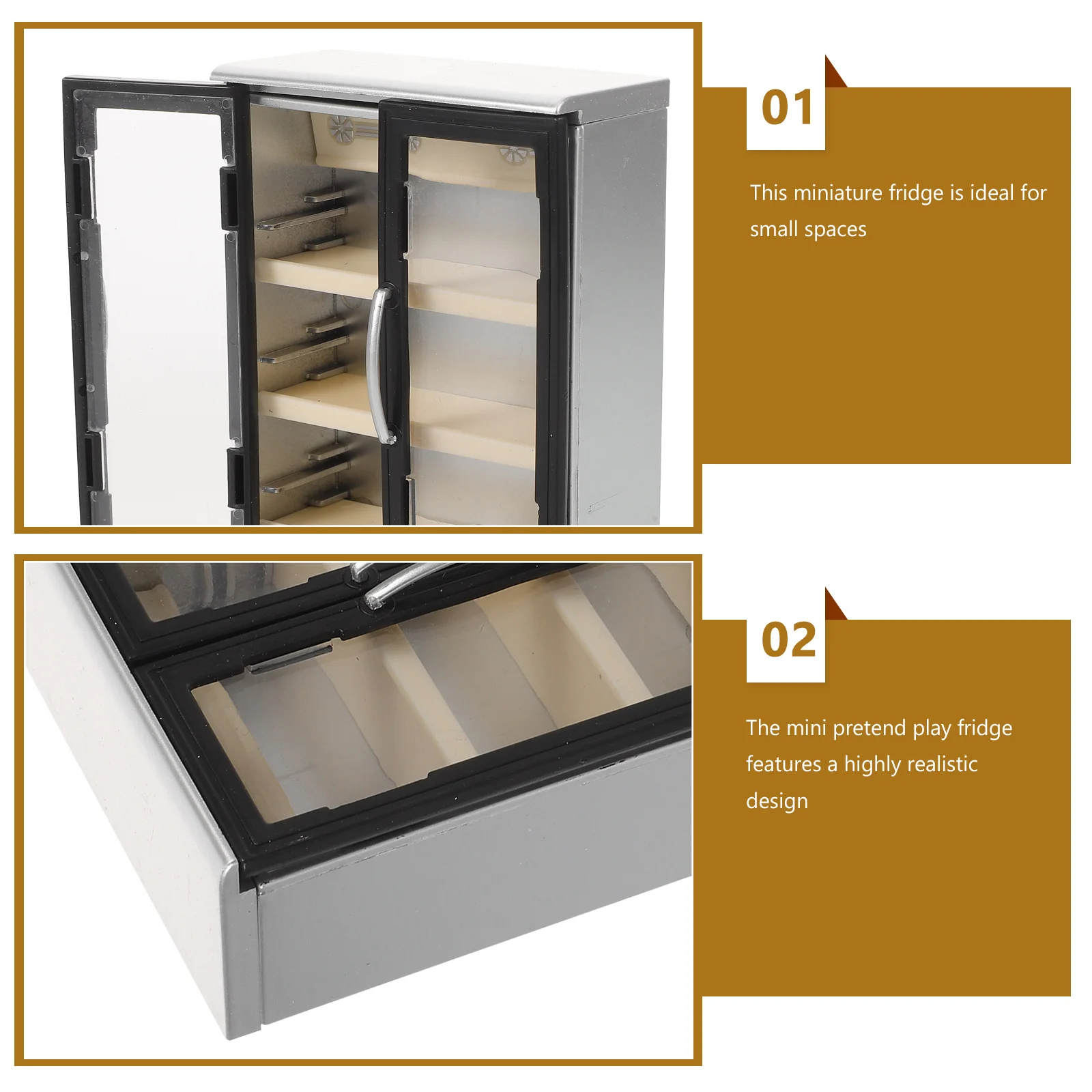 2 pièces Mini réfrigérateur Double porte maison de poupée meubles de cuisine pour les enfants semblant jouer Miniature réfrigérateur stockage Roleplay scène