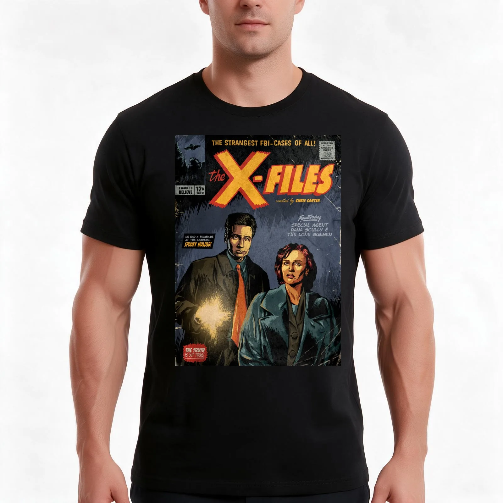 The X-Files: Mulder and Scully T-Shirt Summer Casual Cotton Tee Oversized Streetwear Tops Vintage Graphic Print 100% Cotton