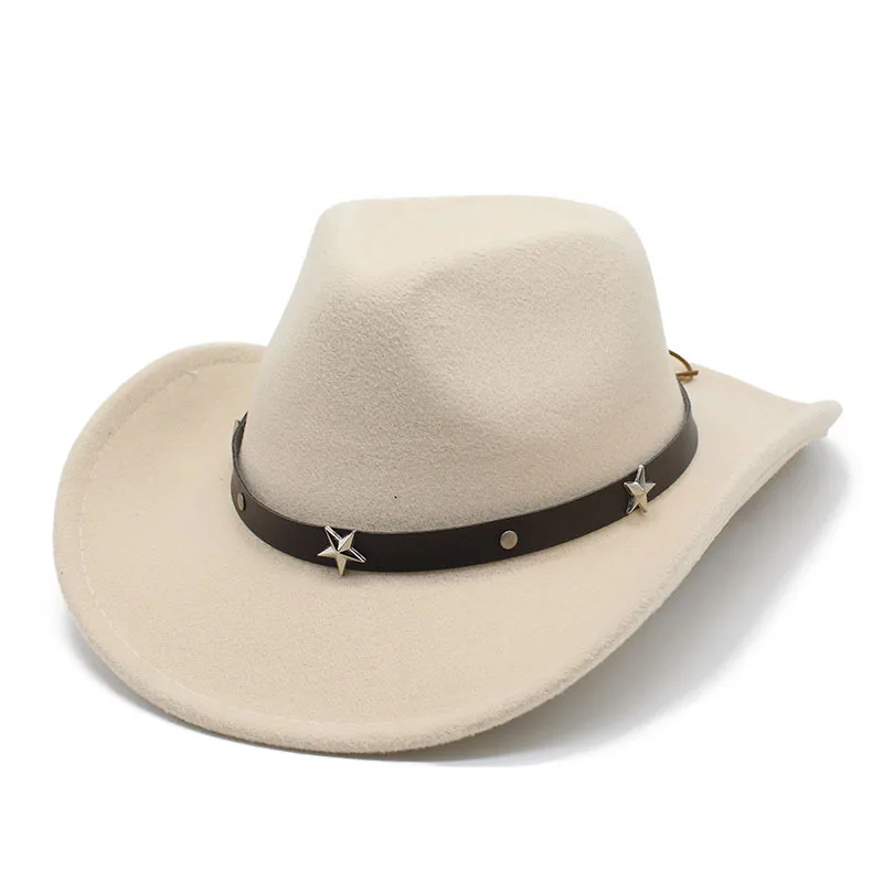 

Men Classic Western Cowboy Hat Women British Style Cowgirl Felt Jazz Hat Church Panama Sombrero Vaquero