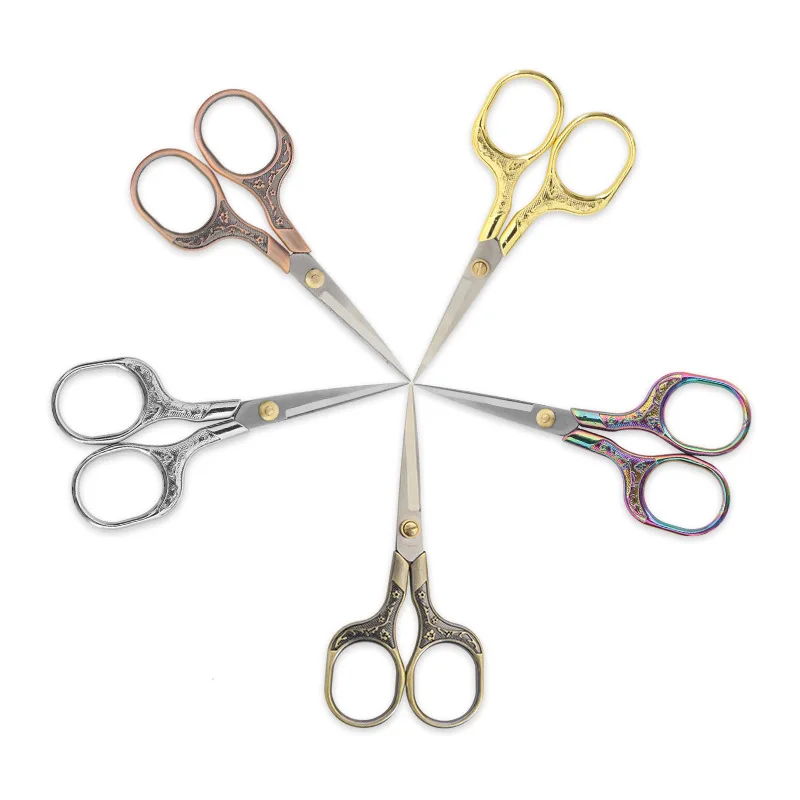 Retro Style Vintage Carved Stationery Scissors Handmade Needlework Small Scissors Home Office Cutting Tools School Supplies