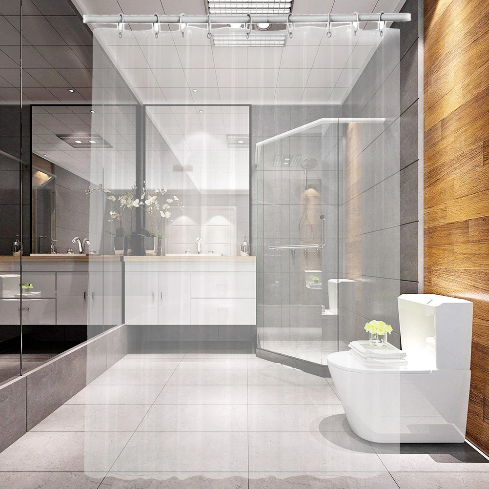 

12Pcs Mildew Resistant Shower Curtain Waterproof Transparent Eva Bathroom Liner Home Hotel Travel 200x180cm Shower Curtain