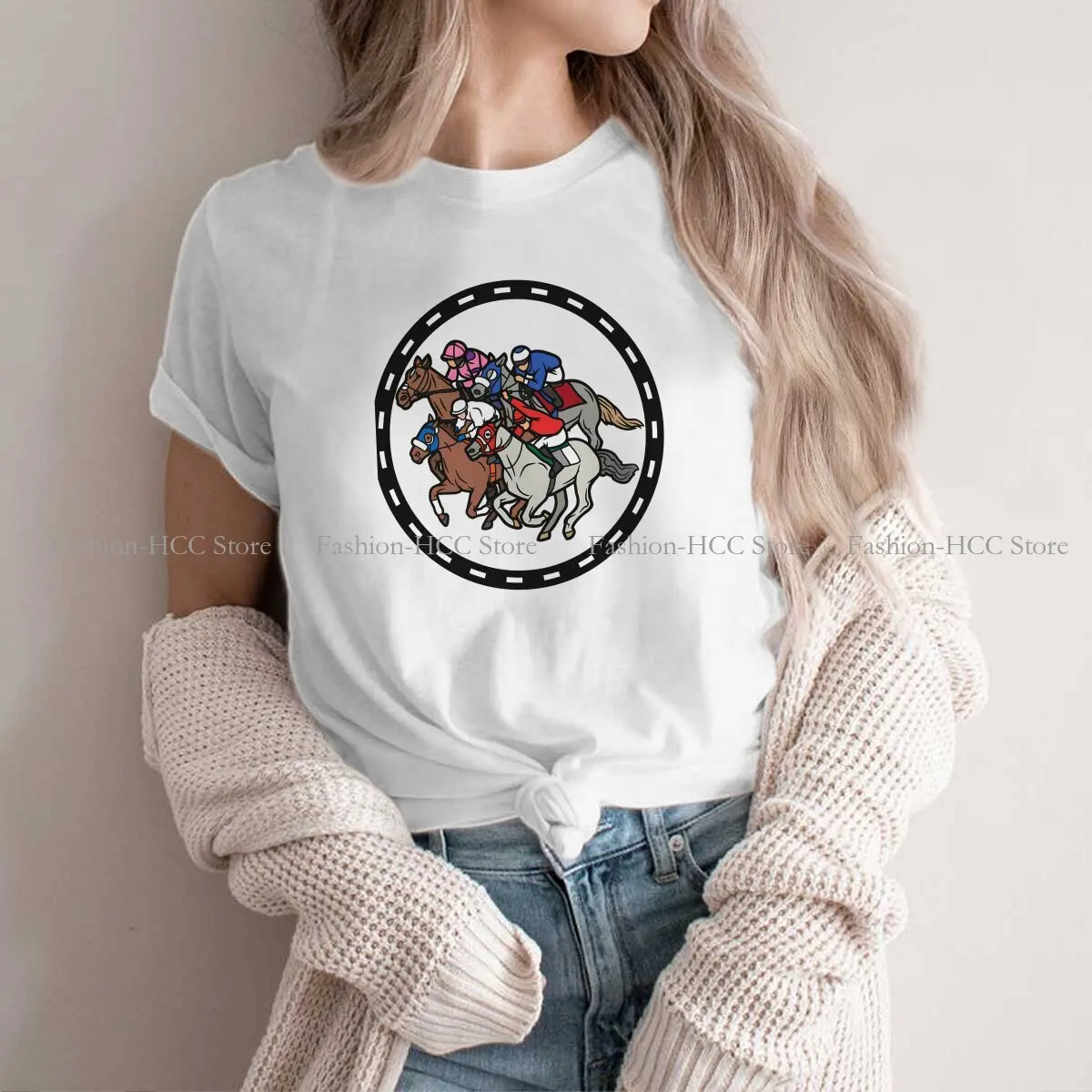 Raceing Classic Hipster Polyester TShirts Horse Racing Sports Momen Harajuku Tops T Shirt Round Neck