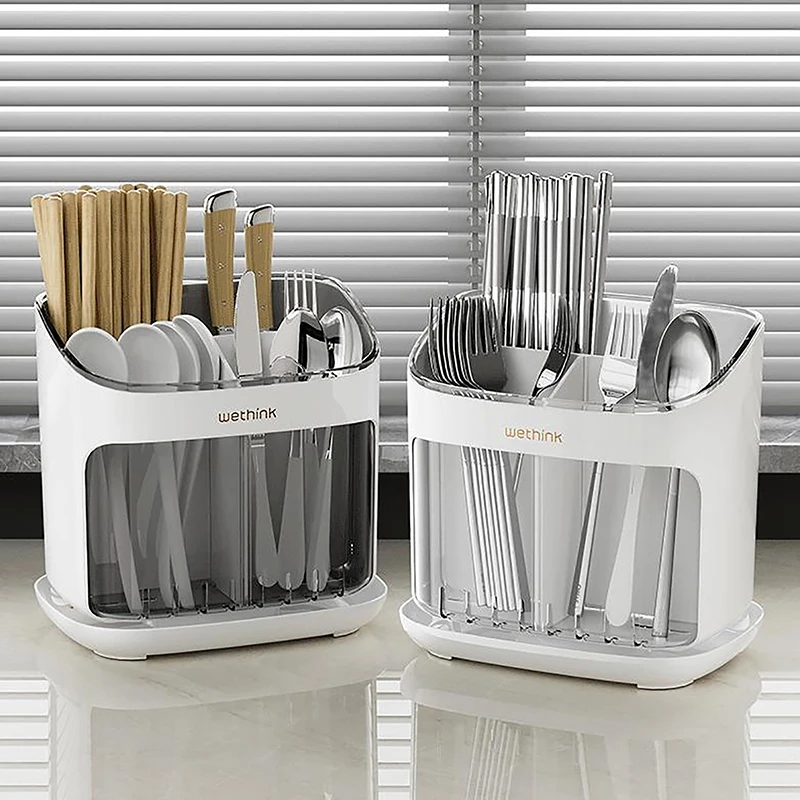 Multifunctional Chopstick Cage with Detachable Drainage Tray Large Kitchen Storage Rack Tableware Holder