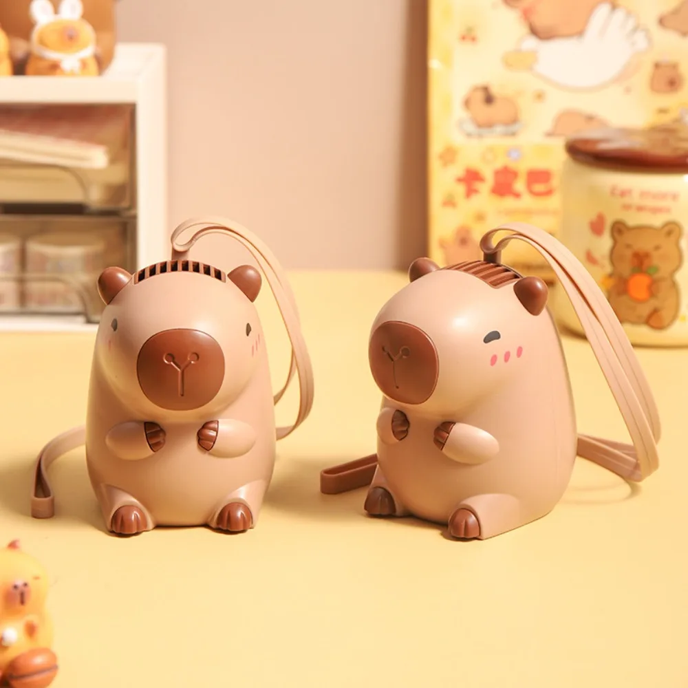 Fashion Neck Strap Capybara Hanging Neck Fan Small Size USB Charging Handheld Fan Cartoon Air Cooler Cooling Fan Outdoor